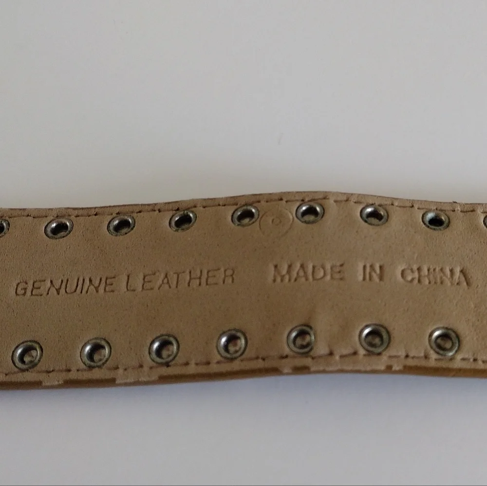 Guess Mixed Metals Leather Studded Belt S